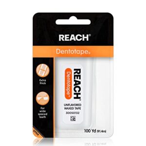 REACH Waxed Dental Floss Tape, Extra Thick, 100 yds