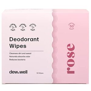 Rose Deodorant Wipes ? 50 Pack, Aluminum & Paraben Free