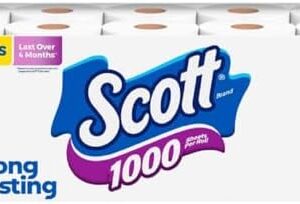 Scott 1000 1-Ply Toilet Paper, 20 Rolls, Septic-Safe