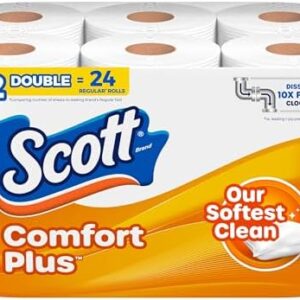 Scott ComfortPlus 12 Double Rolls, 231 Sheets, Septic-Safe