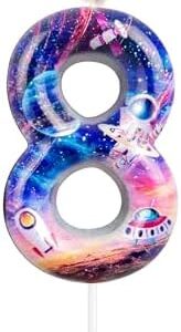 Space Theme Birthday Cake Candles with Astronaut Toppers