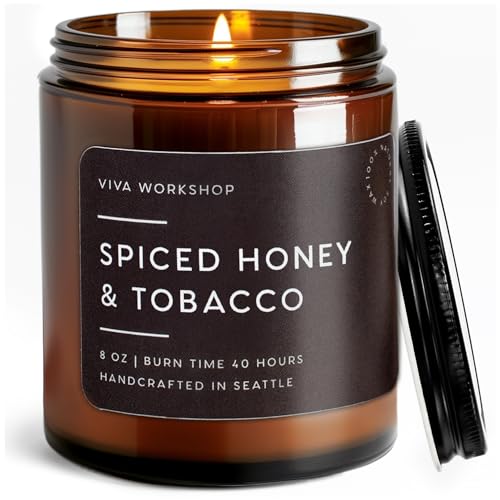Spiced Honey & Tobacco Candle ? Handcrafted Soy Wax Gift