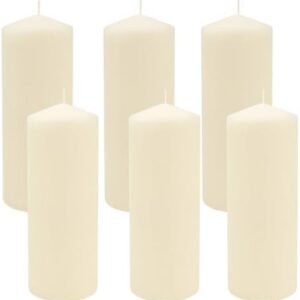 Stonebriar 3?8 Ivory Pillar Candles, 6 count, 80 hours