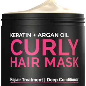 SUNATORIA Argan Keratin Curly Hair Mask 8.5oz for Enhanced Healthy Curl Definition