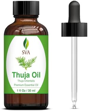 SVA 100% Natural Thuja Essential Oil 1 Fl Oz Bottle for Aromatherapy and Skin Care