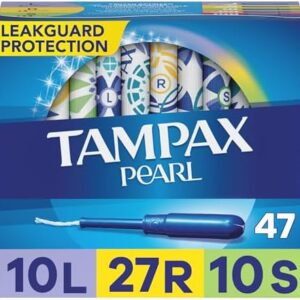 Tampax Pearl Tampons, Light/Regular/Super, Unscented, 47 Count