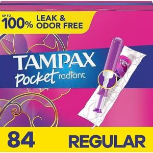 Tampax Pocket Radiant Tampons, Regular Absorbency, Unscented, 3 Pack