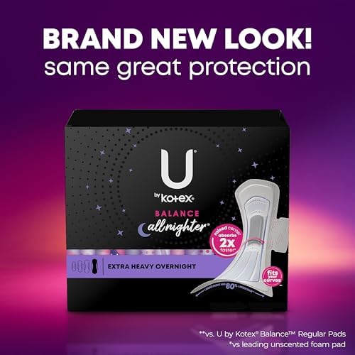 U by Kotex Balance Overnight Pads, 90 Count, Extra Heavy - Image 3