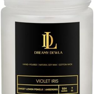 Violet Iris 8 oz White Jar Soy Scented Candle for Home Fragrance