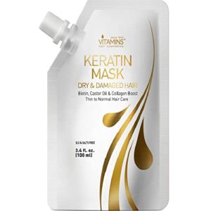 Keratin Hair Mask with Biotin and Castor Oil for Repair 8 oz