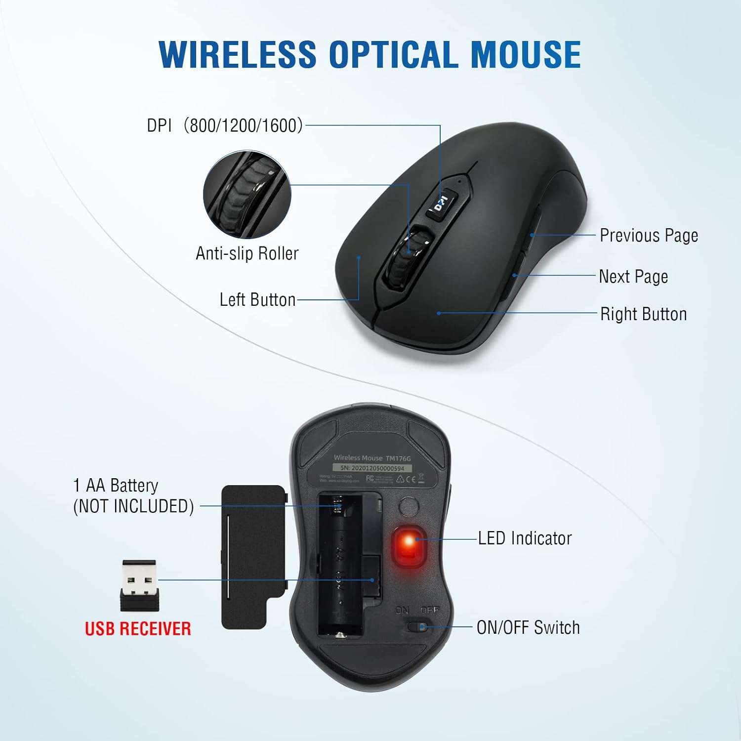 Wireless Keyboard and Mouse Combo, Full-Sized 2.4GHz Wireless Keyboard with Comfortable Palm Rest and Optical Wireless Mouse for Windows, Mac OS PC/Desktops/Computer/Laptops (Black) - Image 5