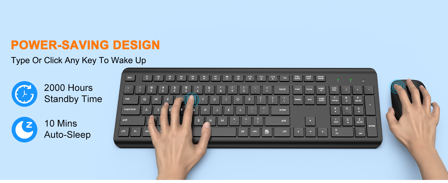 Wireless Keyboard and Mouse Combo Full Size Silent Ergonomic Keyboard Mouse  Keyboard Wireless