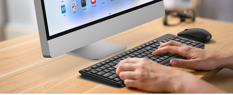 Wireless Keyboard and Mouse Combo, Full Size Silent Ergonomic Keyboard Mouse