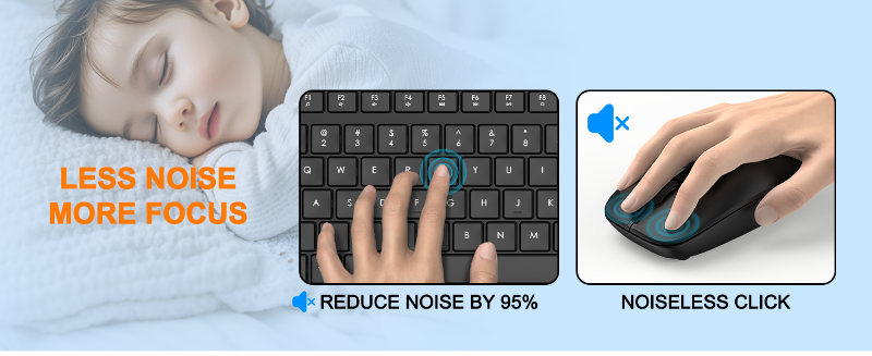 Wireless Keyboard and Mouse Combo, Full Size Silent Ergonomic Keyboard Mouse