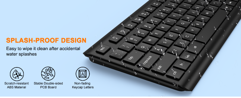Wireless Keyboard and Mouse Combo Full Size Silent Ergonomic Keyboard Mouse Cordless Mouse Keyboard