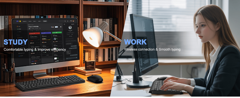 Wireless Keyboard and Mouse Combo, Full Size Silent Ergonomic Keyboard Mouse