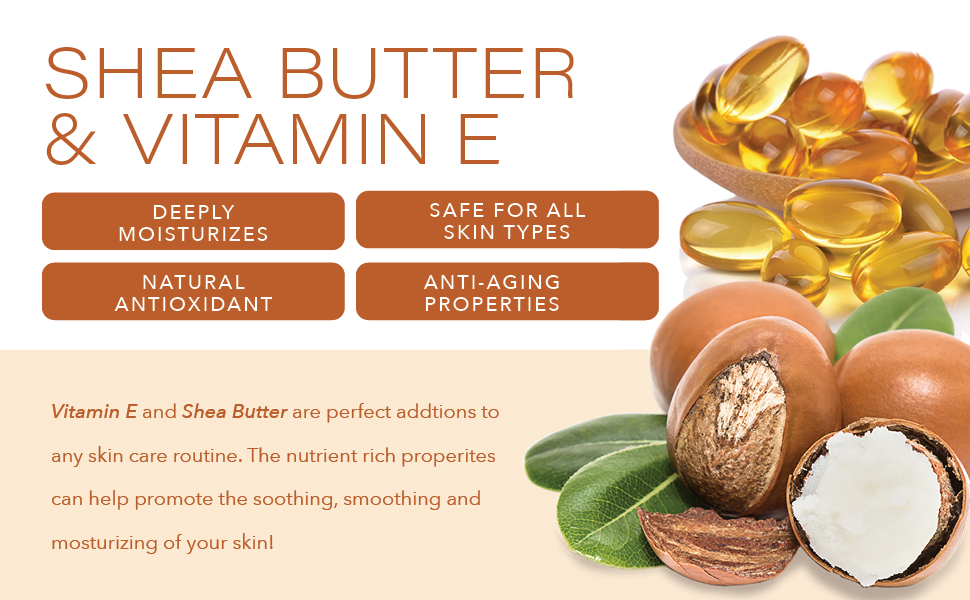 vitamin e shea butter coconut almonds cruelty free paraben free skin care body hands feet face fresh