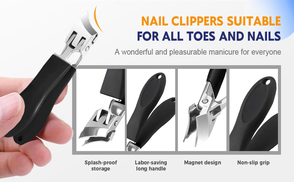 Wide Jaw Opening Anti-Splash Slanted Nail Clipper