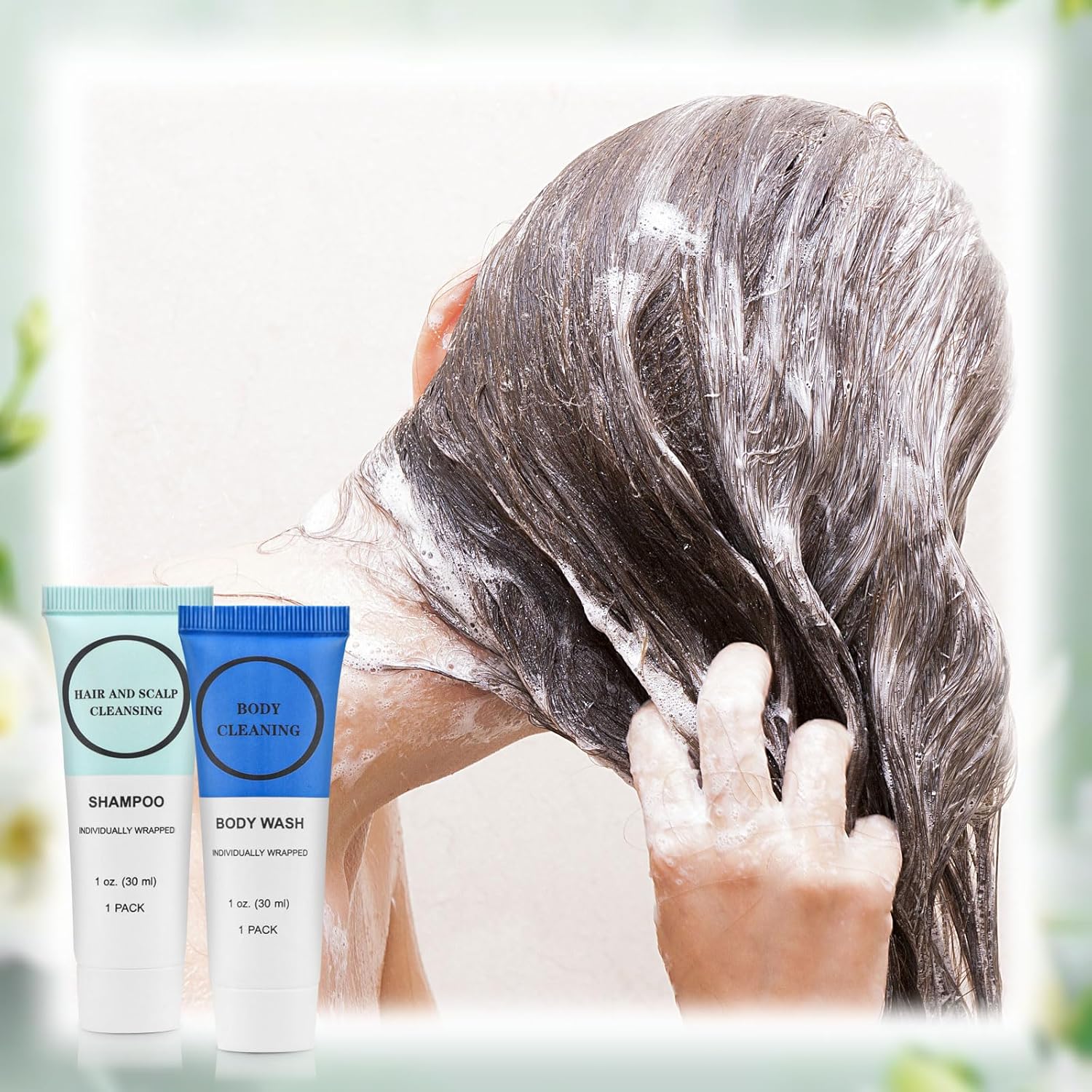 60 Count 1 oz Individually Wrapped Travel Size Shampoo and Body Wash for Men and Women - Image 3