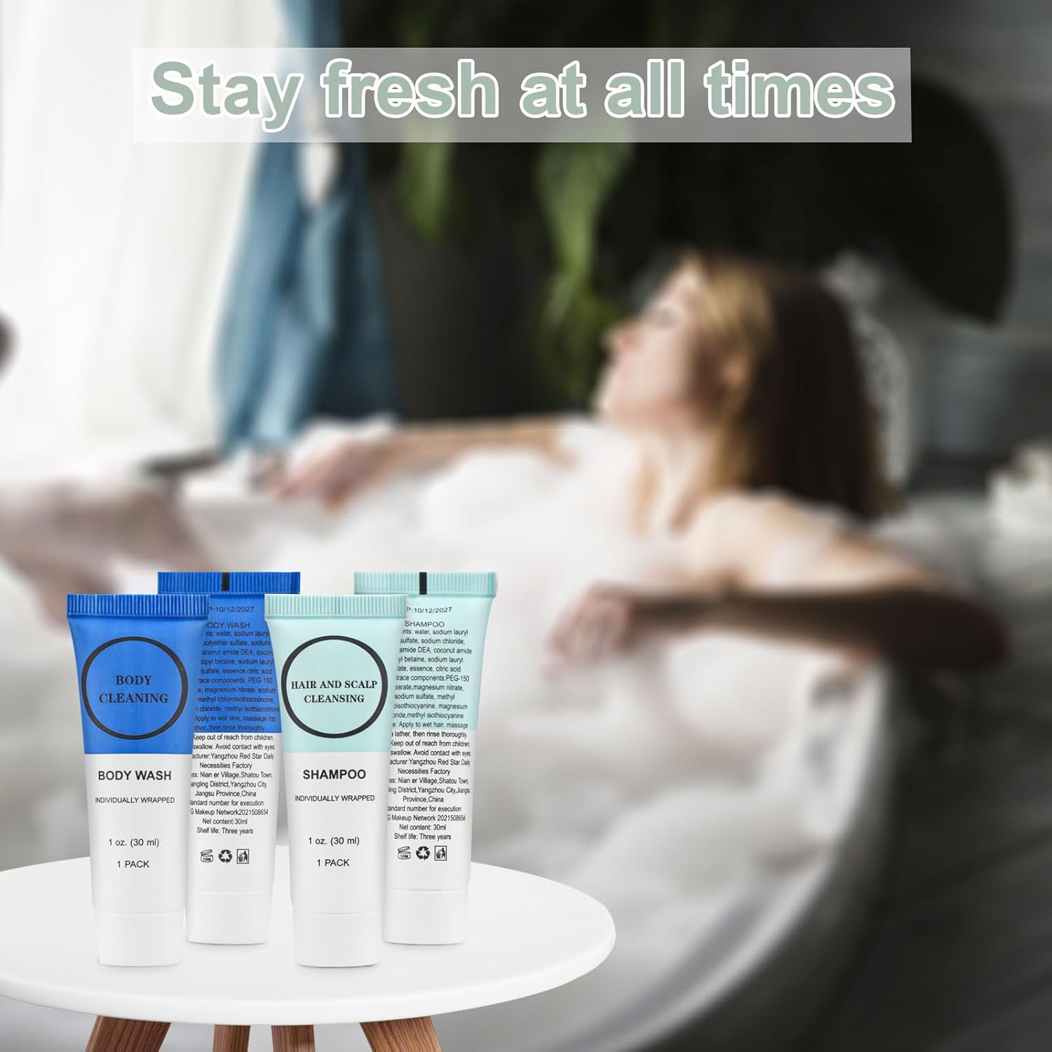 60 Count 1 oz Individually Wrapped Travel Size Shampoo and Body Wash for Men and Women - Image 4