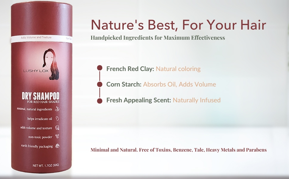 dry shampoo powder ingredients red hair cinnamon corn starch natural no toxins no benzene