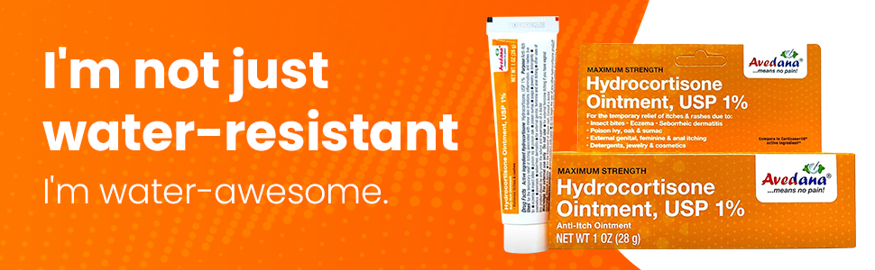 Image demonstrating that Avedana Hydrocortisone Ointment is Water-Proof