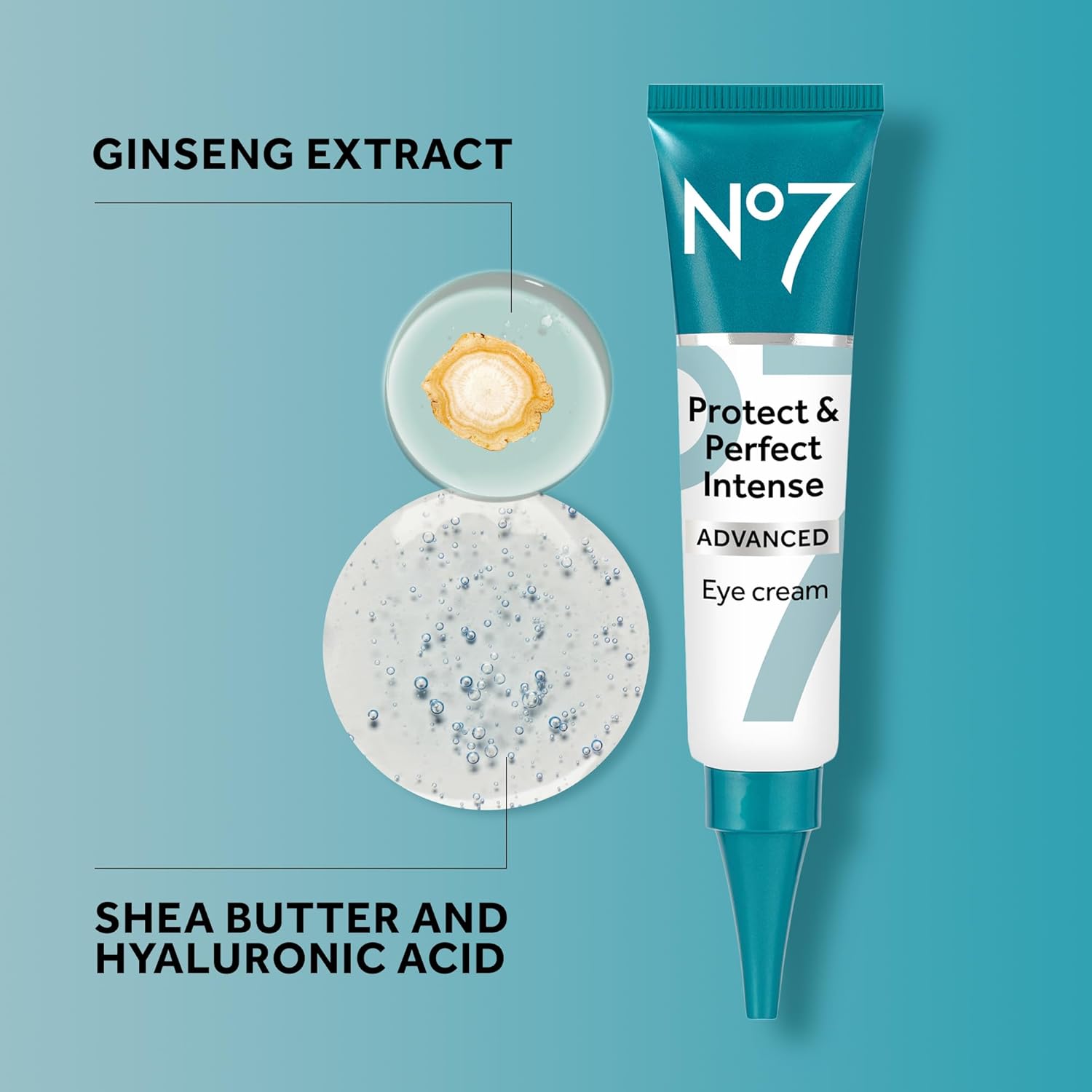 No7 Protect & Perfect Eye Cream - Intense Advanced Under Eye Cream for Dark Circles - Enriched with Hydrating Hyaluronic Acid and Nourishing Shea Butter to Revive Tired-Looking Eyes (0.5 Fl Oz) - Image 6