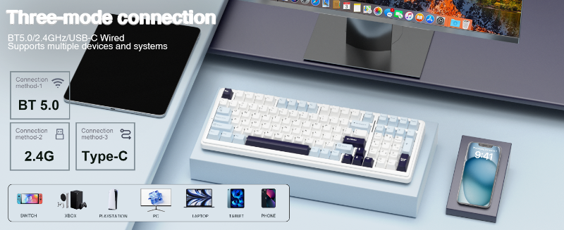 wireless mechanical keyboard custom hot swappable mechanical keyboard gaming 96% keyboard