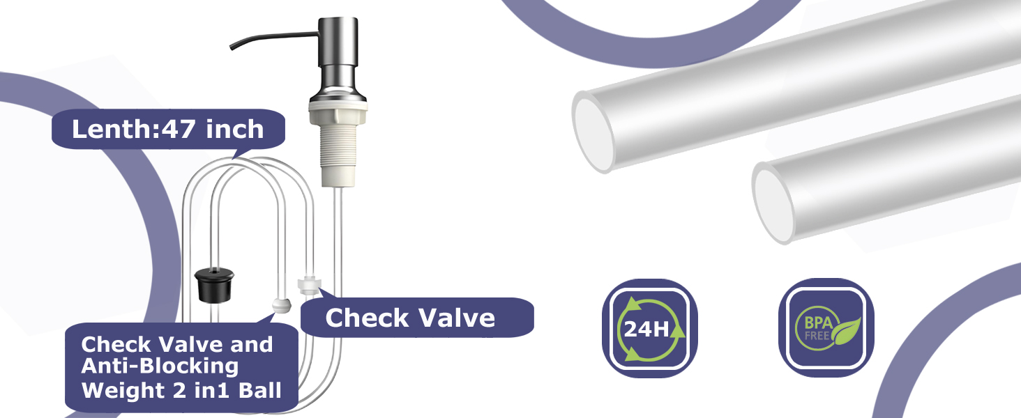Soap Dispenser Extension Tube Kit with Upgraded Check Value