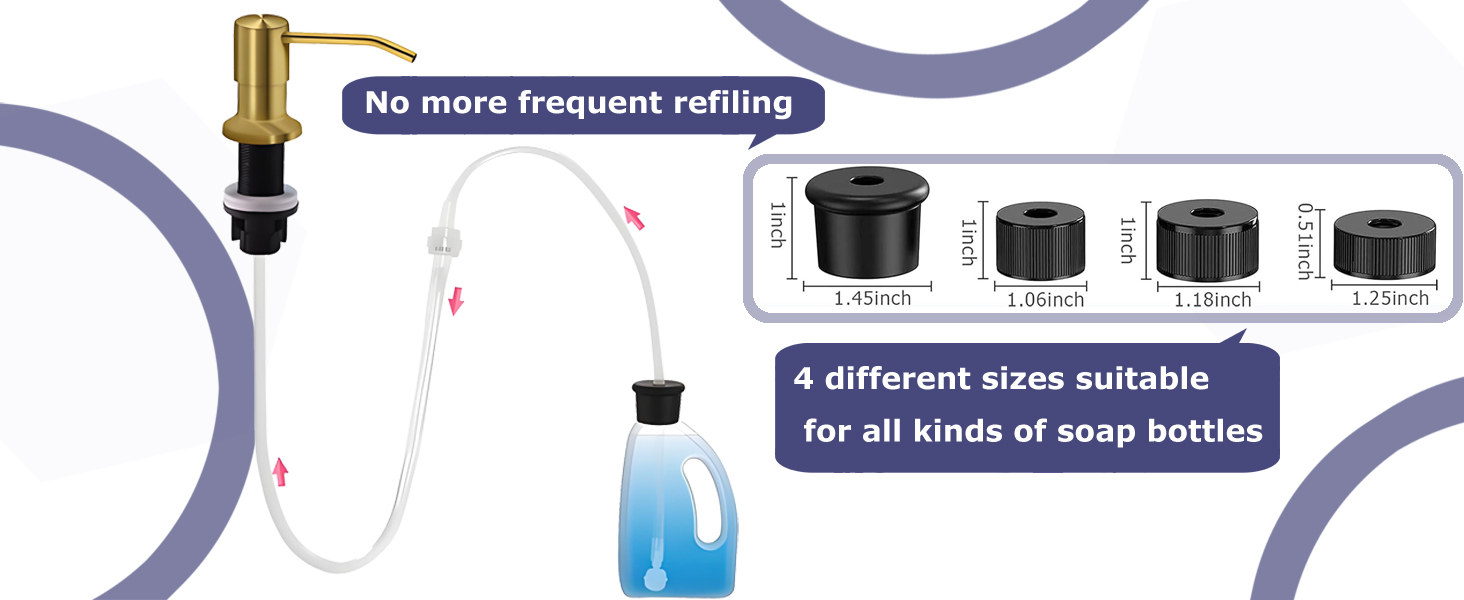 Sink Soap Dispenser Tube 47" with Check Valve, Kitchen Dish Detergent Dispenser Tubing