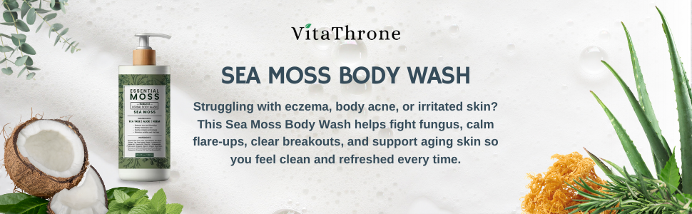Sea Moss Body Wash for eczema, acne, aging skin, and dry skin relief