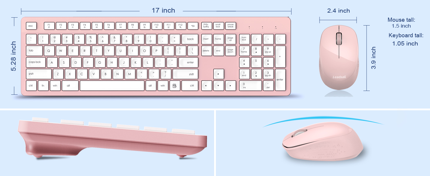 Pink Wireless Keyboard and Mouse Combo