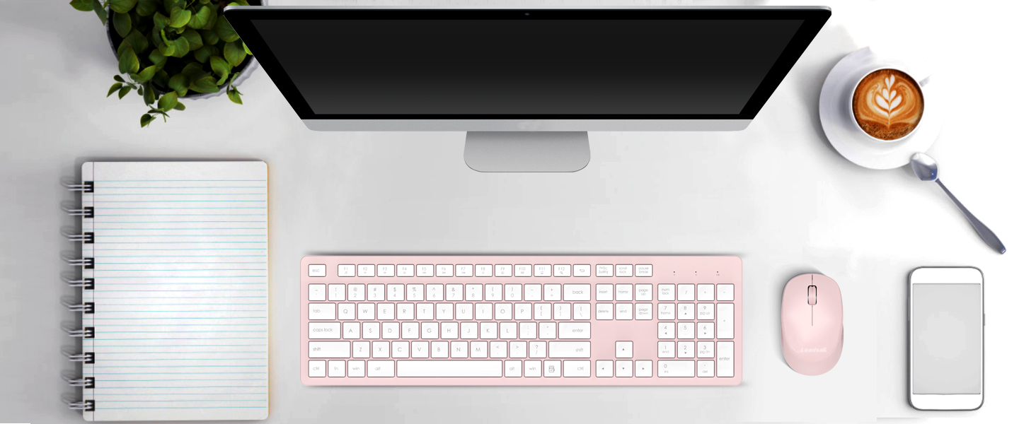 Pink Wireless Keyboard and Mouse Combo