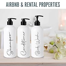 airbnb shampoo and conditioner bottles waterproof labels apartment necessities farmhouse bathroom