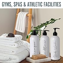 refillable shampoo and conditioner bottles soap dispenser pump white bathroom accessories