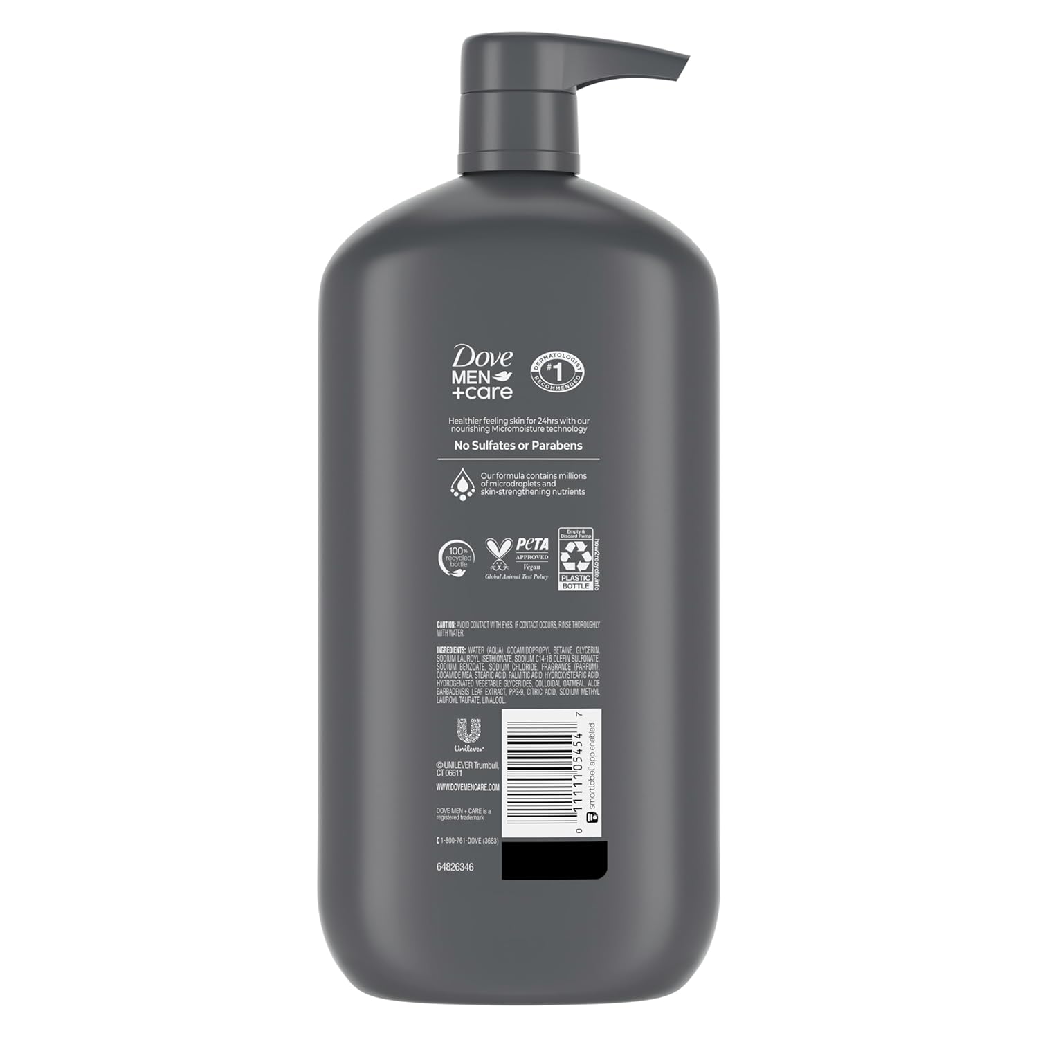 DOVE MEN + CARE Body & Face Wash Sensitive Skin 3 count For Hydrated, Smooth Skin 30 fl oz - Image 2