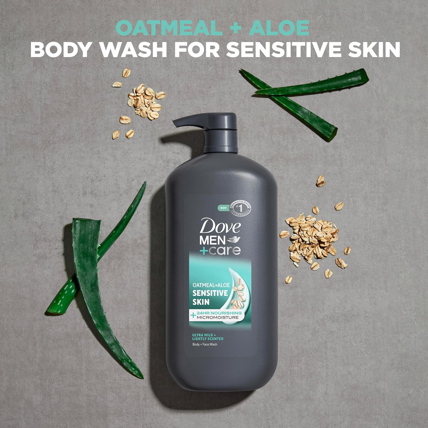 DOVE MEN + CARE Body & Face Wash Sensitive Skin 3 count For Hydrated, Smooth Skin 30 fl oz - Image 3