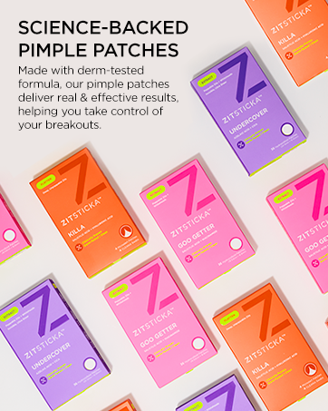 ZitSticka quality badges highlighting potent ingredients and proven results