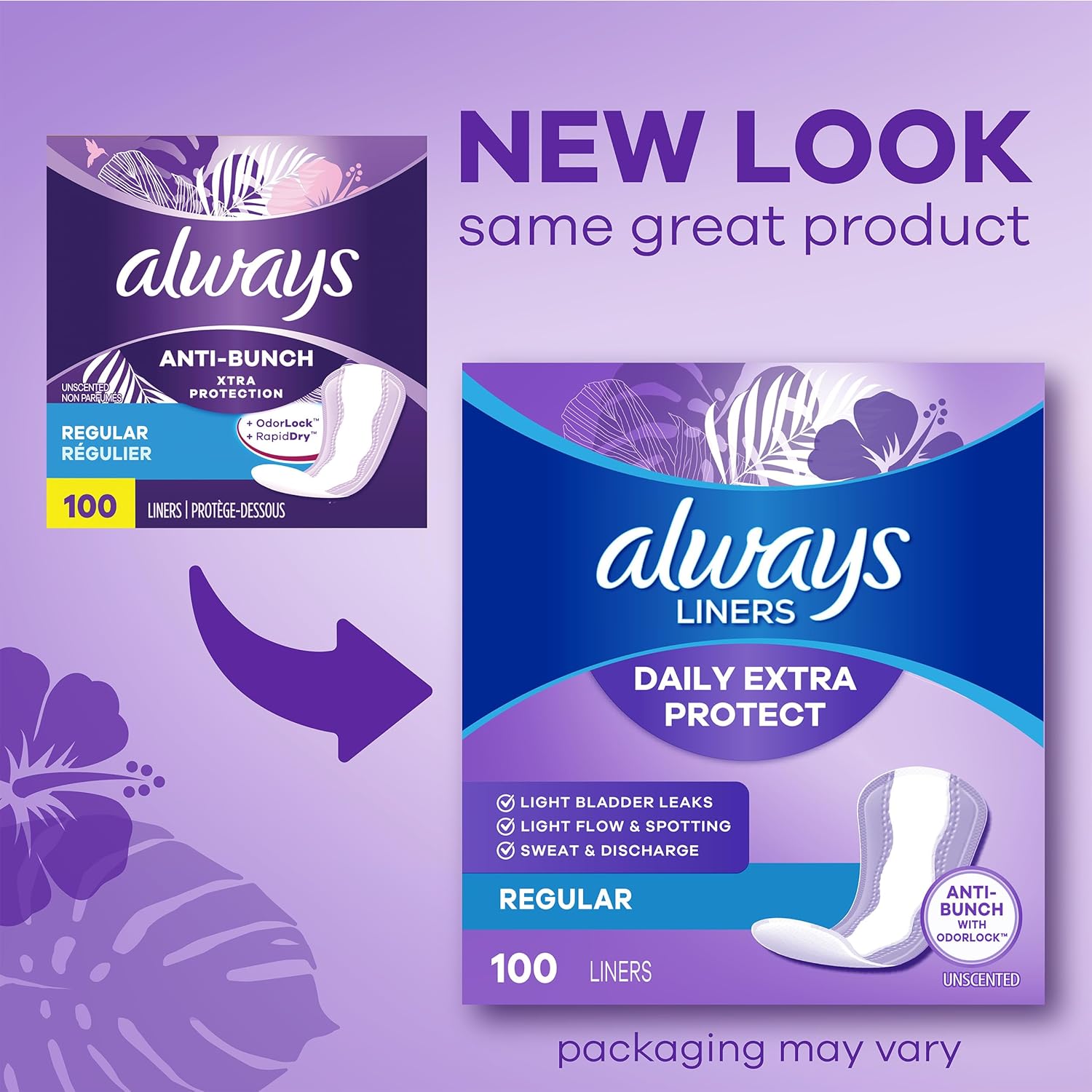 Always Daily Extra Long Unscented Panty Liners, 116 Count, 10-Hour Protection - Image 2