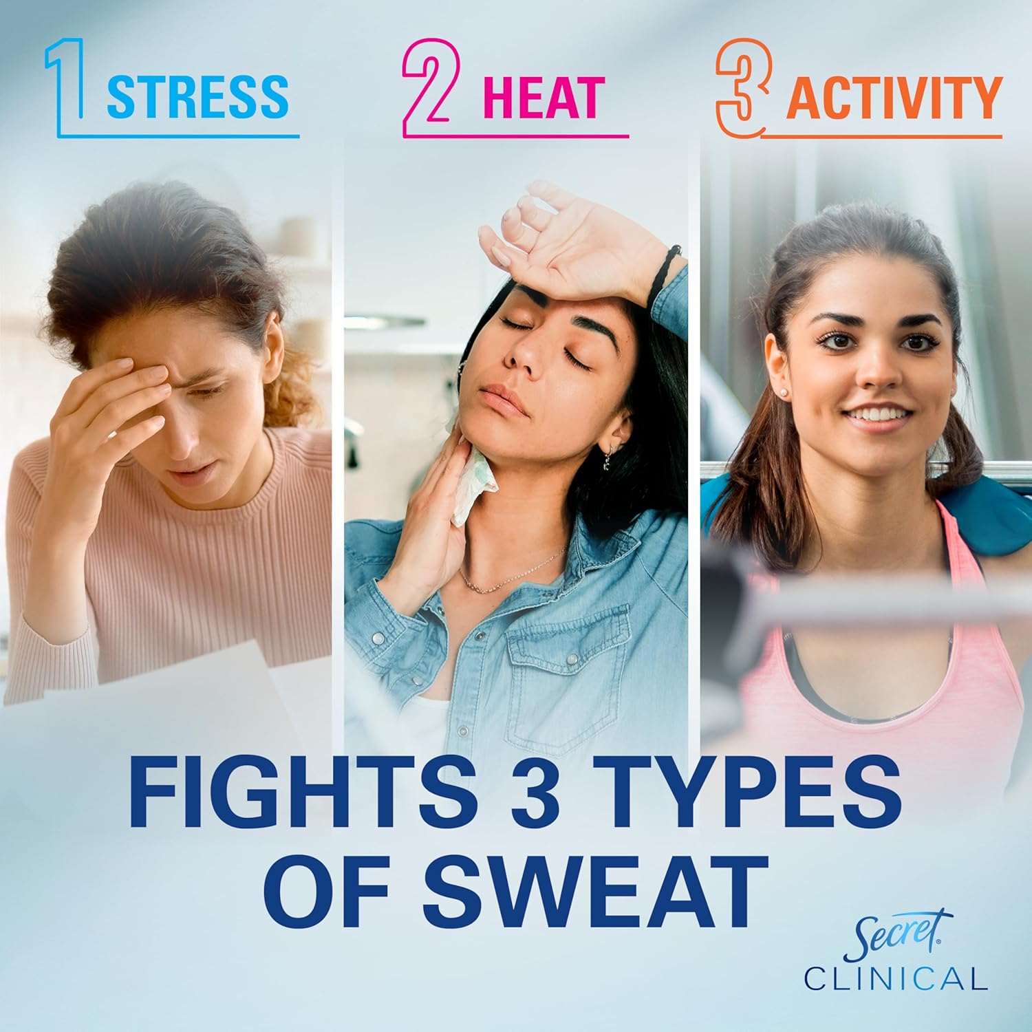 Secret Clinical Strength Antiperspirant Deodorant for Women, 3X Stress Protection, 72hr Sweat & Odor Protection, PH Balancing Minerals, Clear Gel, Completely Clean Scent, 2.6 oz - Image 2