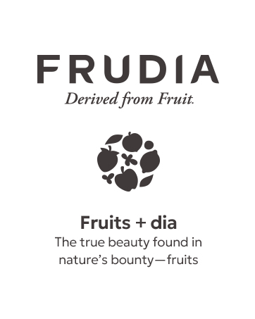 Frudia logo with blue skies with clouds