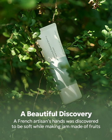 Hand Cream in a bush with white text