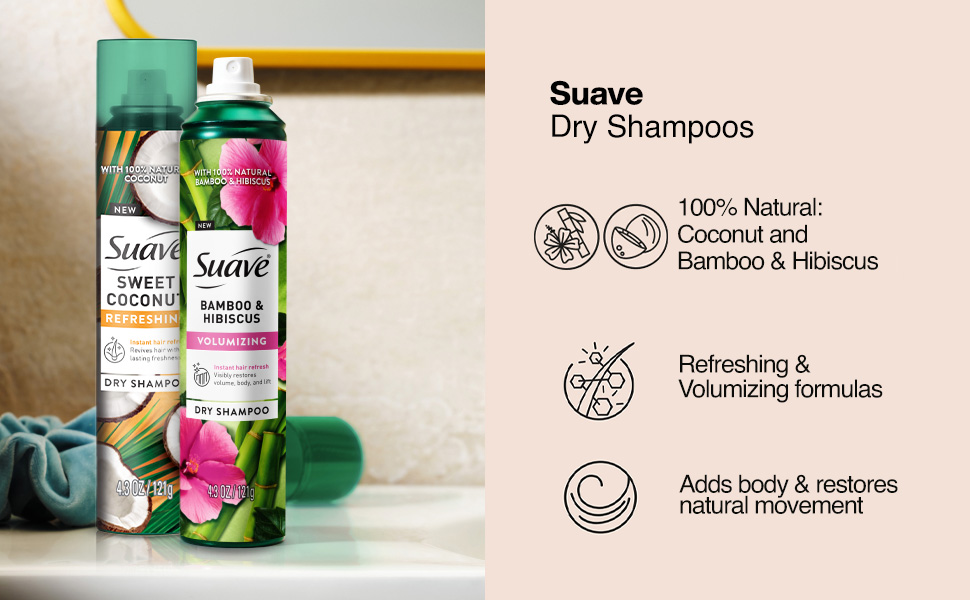 Suave Dry Shampoo Spray Variety 2 Pack – Volumizing Bamboo