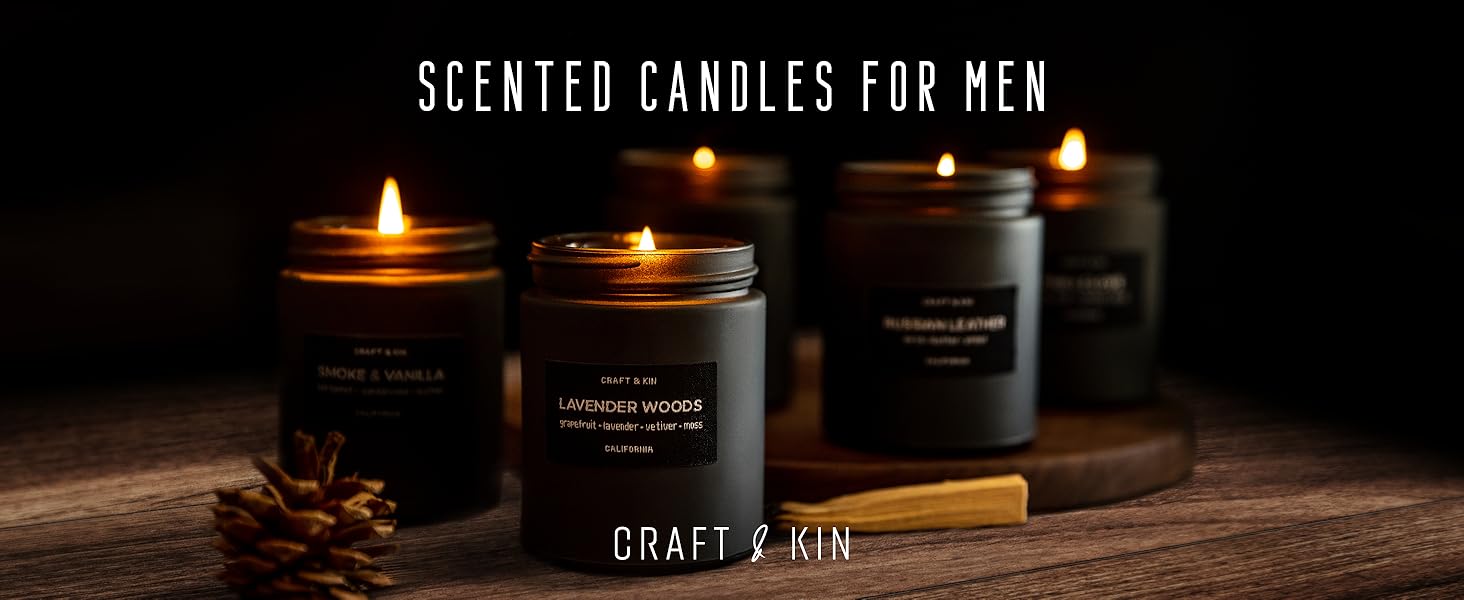centerpiece matte black candle manly pine clove wood wicks modern essential oils kitchen decorations