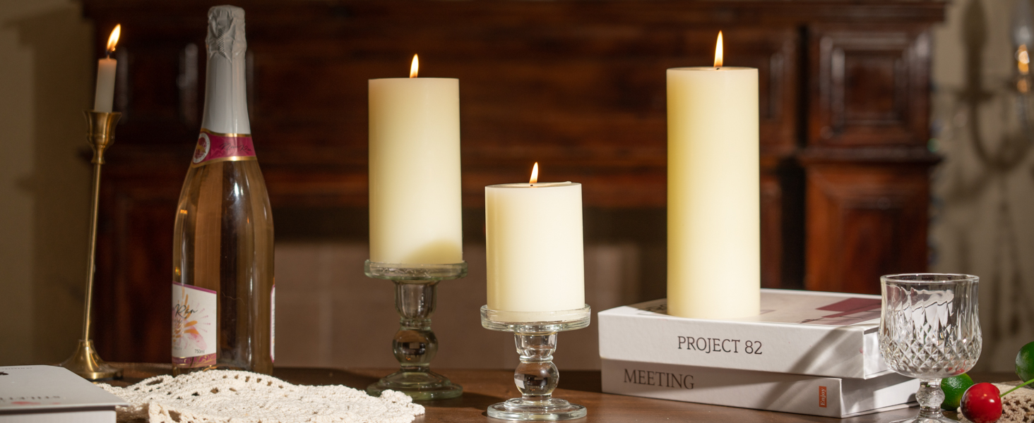 MOZEAL Ivory Pillar Candles