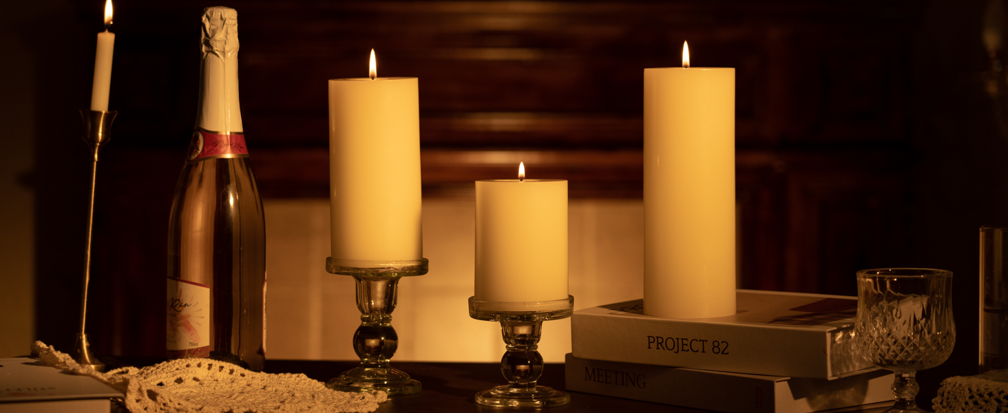MOZEAL Ivory Pillar Candles