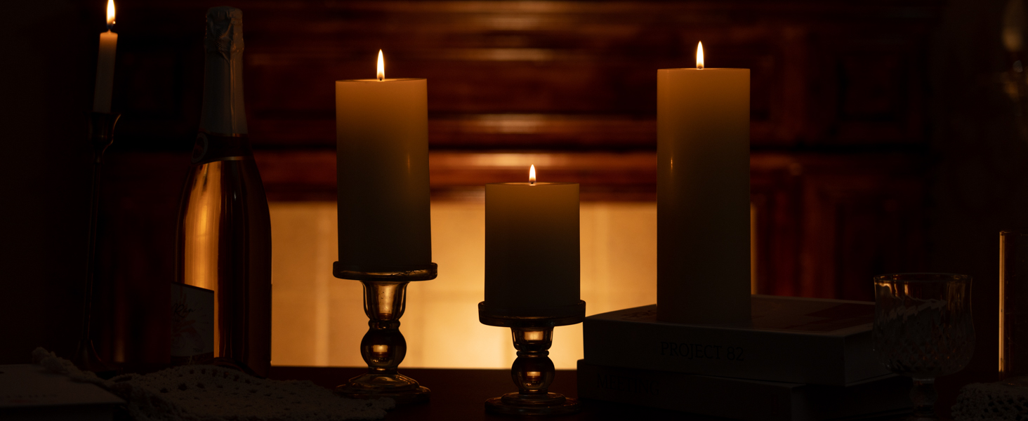 MOZEAL Ivory Pillar Candles