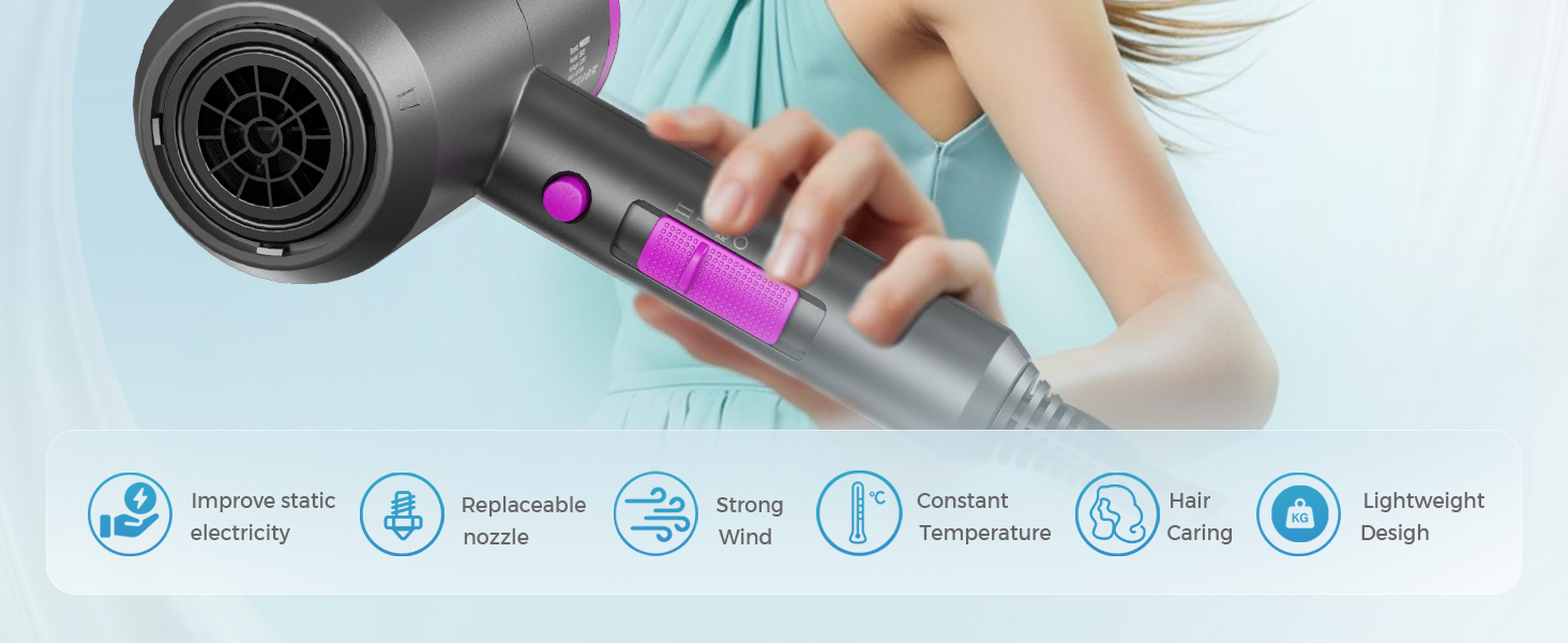 SHRATE Lightweight Ionic Hair Dryer with Diffuser