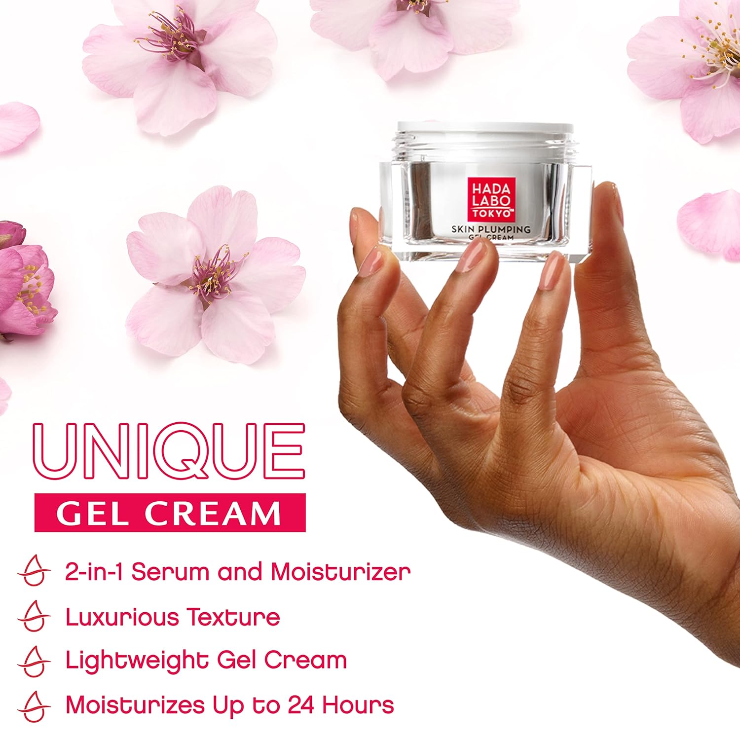 Hada Labo Tokyo Plumping Gel Cream Facial Moisturizer 1.76 oz with Super Hyaluronic Acid Ceramides Collagen - Image 3