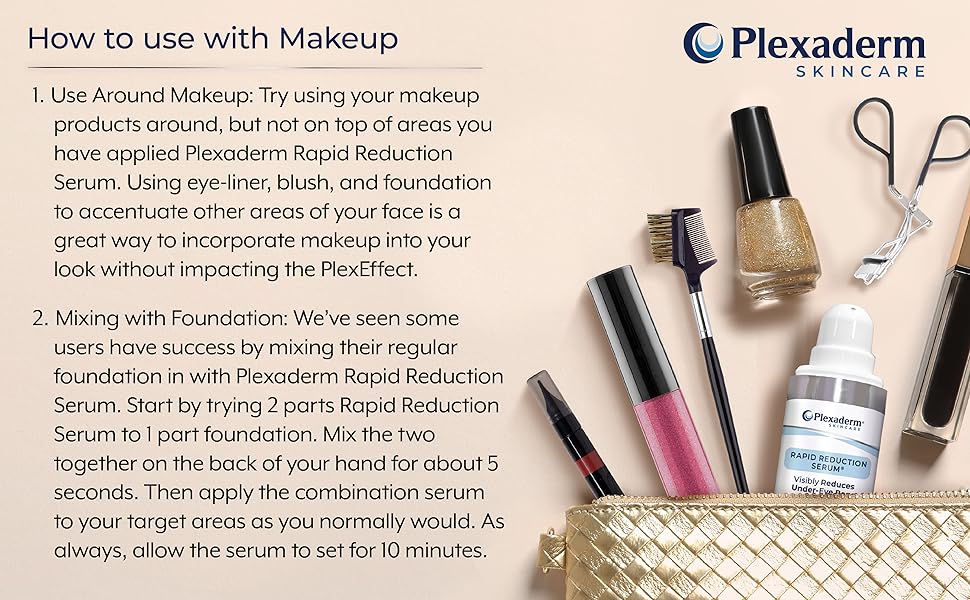 Plexaderm eye serum use with makeup